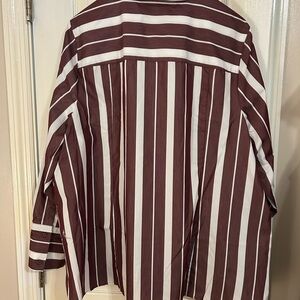 Lane Bryant Brown and White Striped Button Down Shirt